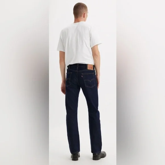 NWT Levi Jeans 517 Boot Cut Long Mens Dark Wash Blue Jeans Slim - Picture 3 of 10